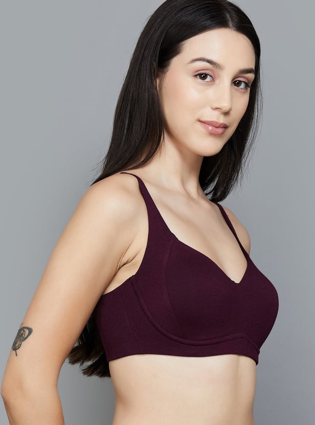 ENAMOR Solid Padded Non Wired T-shirt Bra