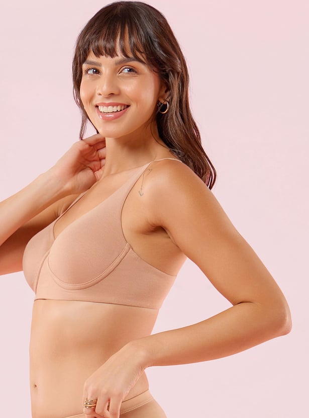 ENAMOR Solid Padded Non-Wired High Coverage T-shirt Bra