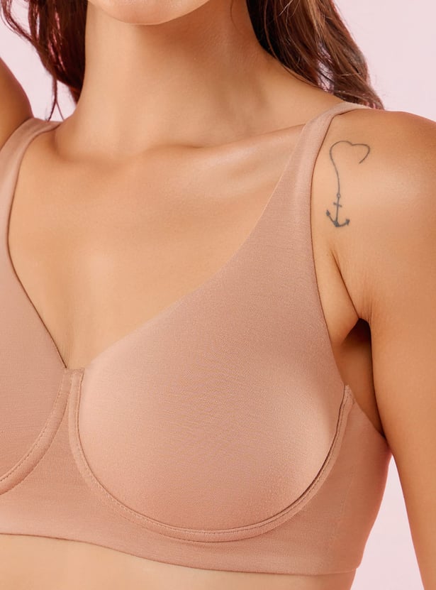 ENAMOR Solid Padded Non-Wired High Coverage T-shirt Bra