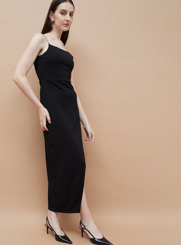 CODE Embellished Strap Asymmetric Dress