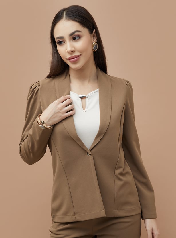 CODE Panelled Shawl Collar Single Breasted Blazer