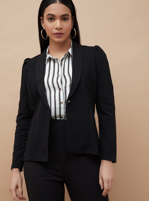 CODE Panelled Shawl Collar Single Breasted Blazer