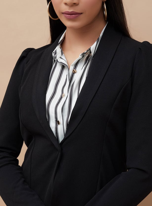CODE Panelled Shawl Collar Single Breasted Blazer