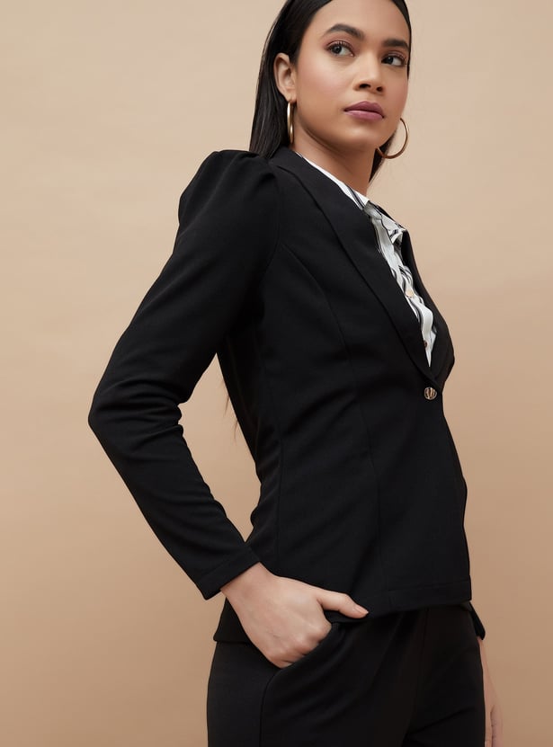 CODE Panelled Shawl Collar Single Breasted Blazer