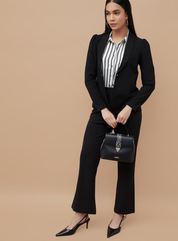 CODE Panelled Shawl Collar Single Breasted Blazer
