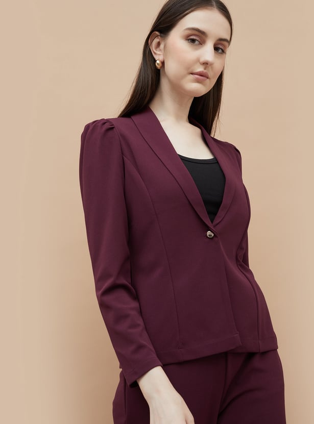CODE Panelled Shawl Collar Single Breasted Blazer