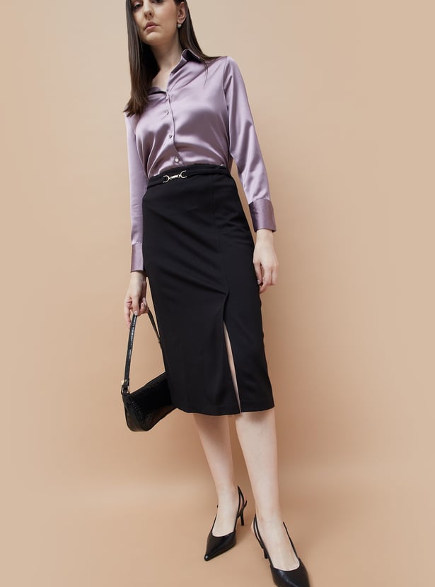 CODE CLASSIC Solid Slitted Skirt