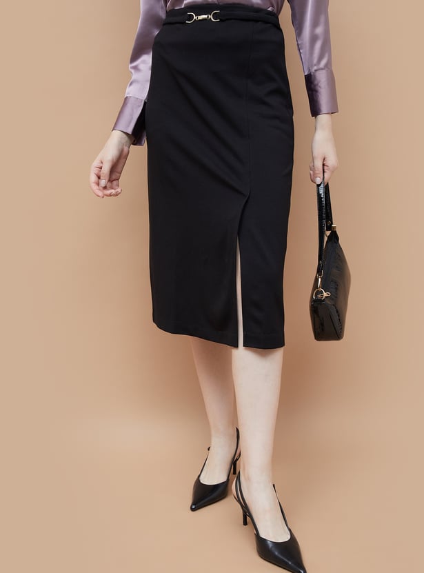 CODE CLASSIC Solid Slitted Skirt