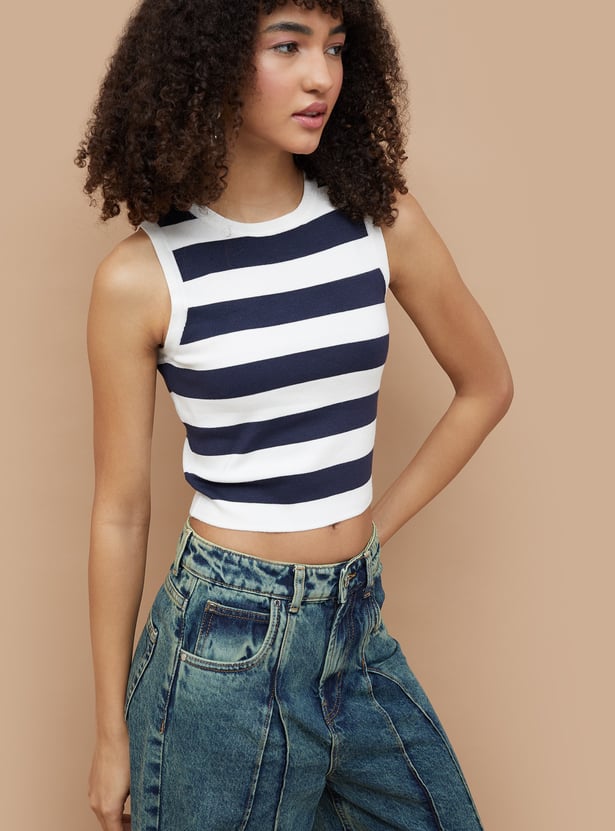 Buy GINGER Striped Cropped Tank Top from Ginger at just INR 799.0
