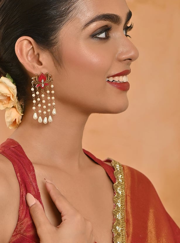 FIDA Floral Pearl Drop Earrings