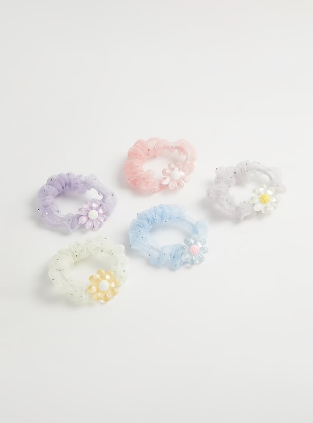 FAME FOREVER Charm-Detailed Hair Scrunchies - Pack of 5