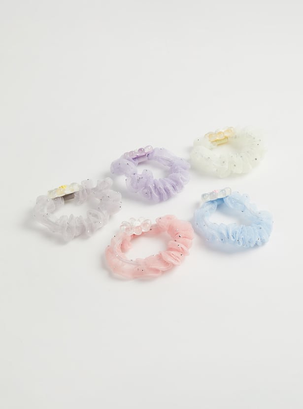 FAME FOREVER Charm-Detailed Hair Scrunchies - Pack of 5