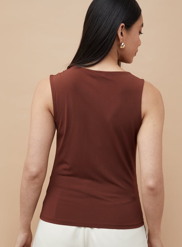 CODE Ring Detailed Asymmetric Neck Top