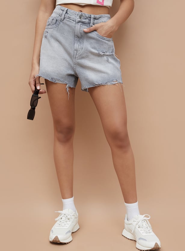 GINGER Distressed Denim Shorts