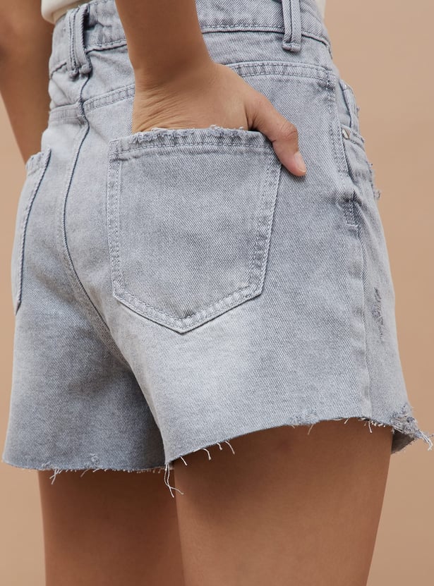 GINGER Distressed Denim Shorts
