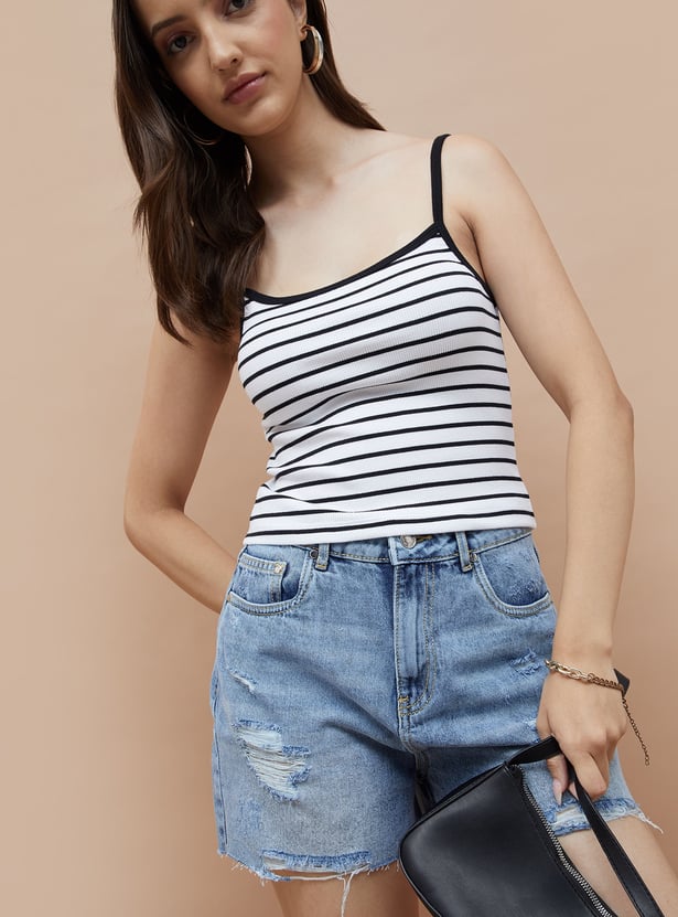 GINGER Striped Crop Top