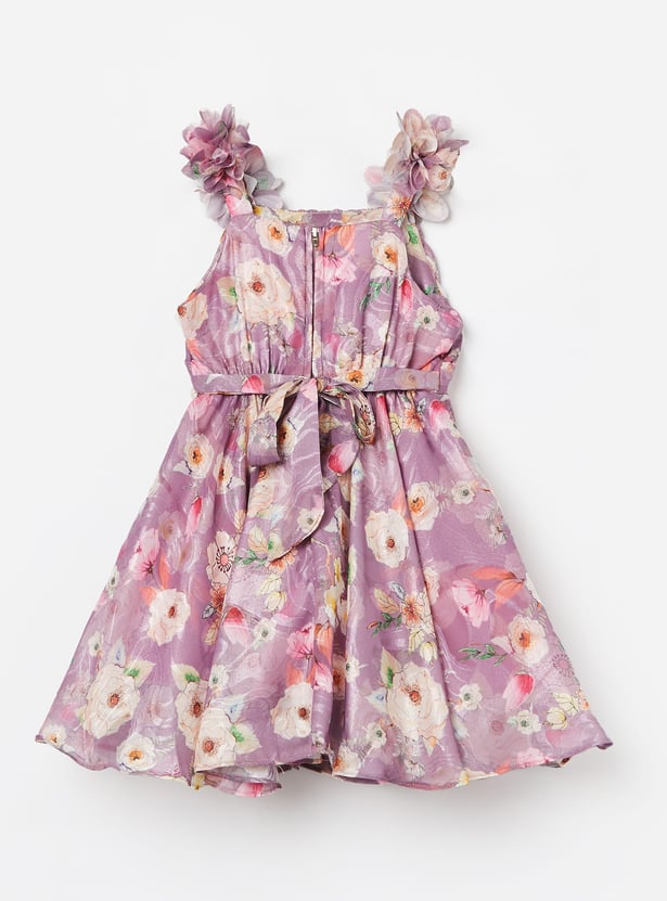 PEPPERMINT Girls Floral Print Fit & Flare Dress