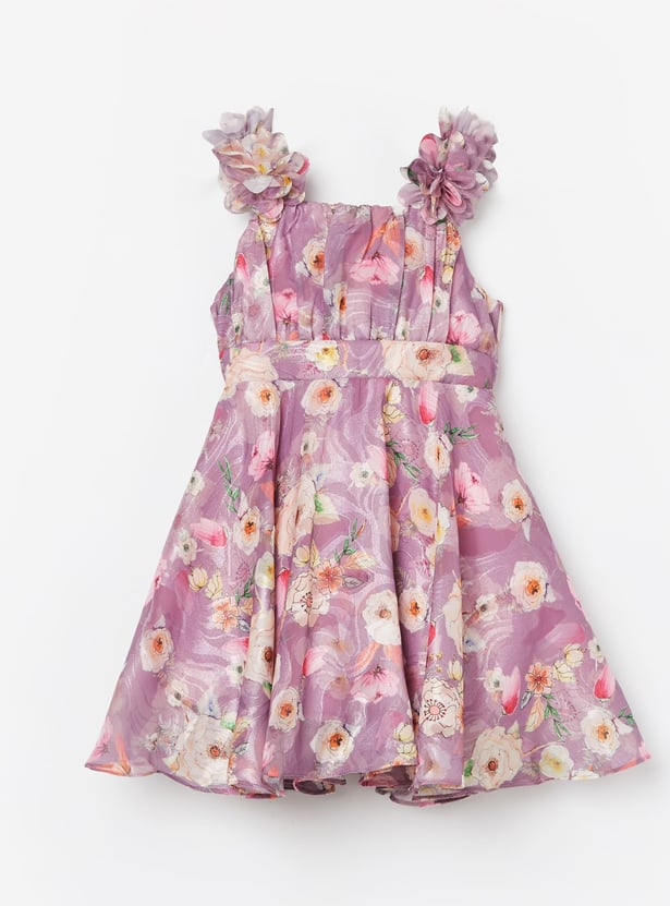 PEPPERMINT Girls Floral Print Fit & Flare Dress