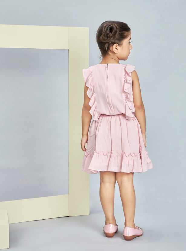 PEPPERMINT Girls Embroidered Top with Skirt