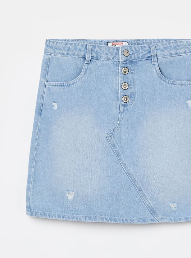 PEPPERMINT Girls Distressed Denim Skirt