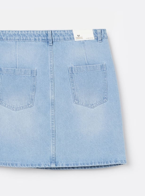 PEPPERMINT Girls Distressed Denim Skirt
