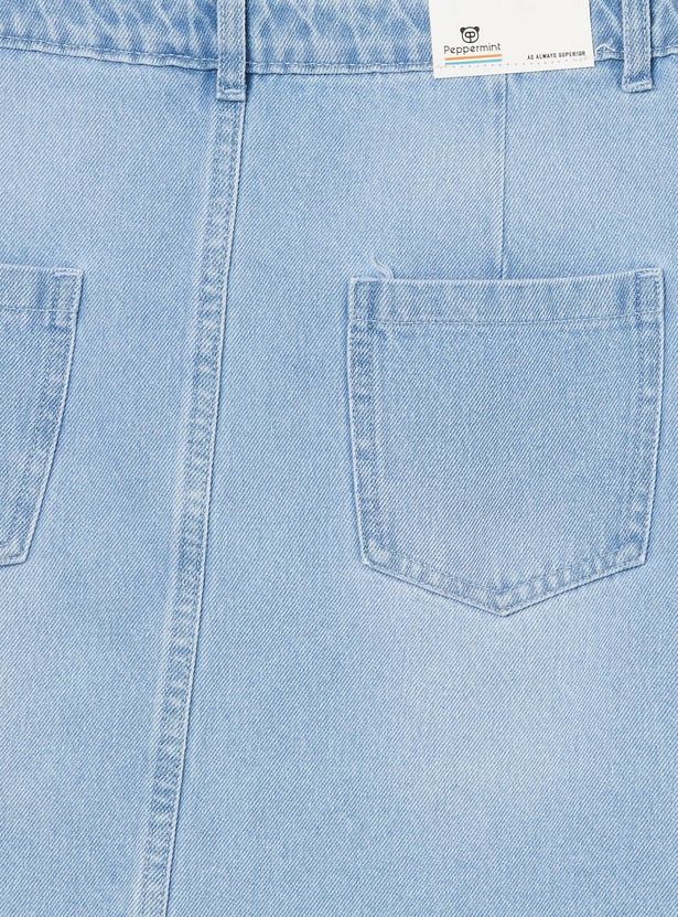 PEPPERMINT Girls Distressed Denim Skirt