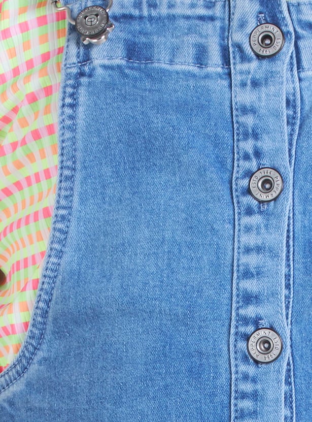 PEPPERMINT Girls Washed Denim Pinafore Dress with Top