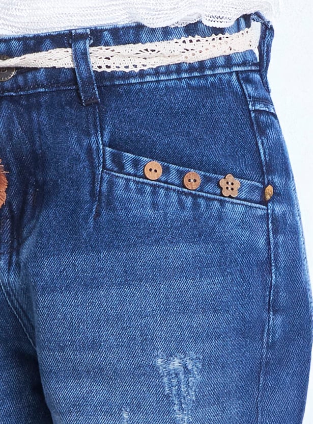 PEPPERMINT Girls Distressed Bootcut Jeans with Belt