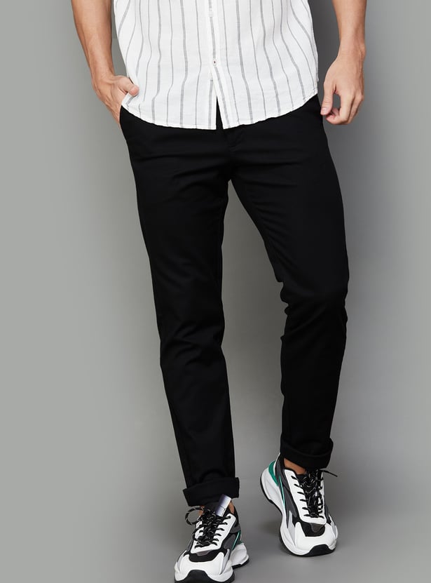 INDIAN TERRAIN Solid Brooklyn Trousers (Slim Straight)