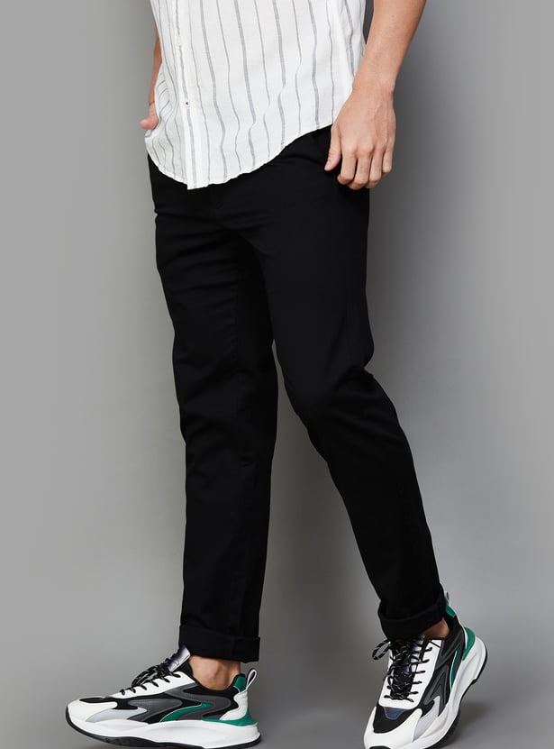 INDIAN TERRAIN Solid Brooklyn Trousers (Slim Straight)
