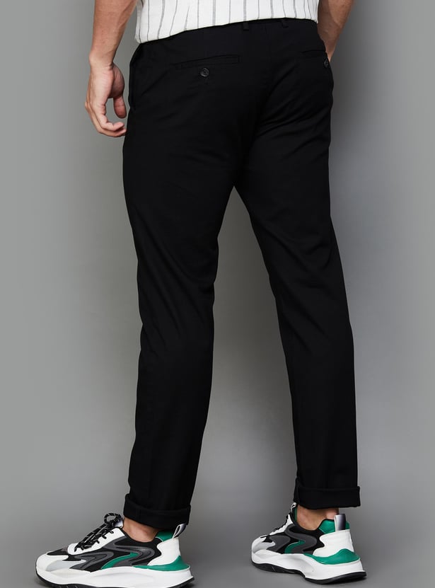 INDIAN TERRAIN Solid Brooklyn Trousers (Slim Straight)