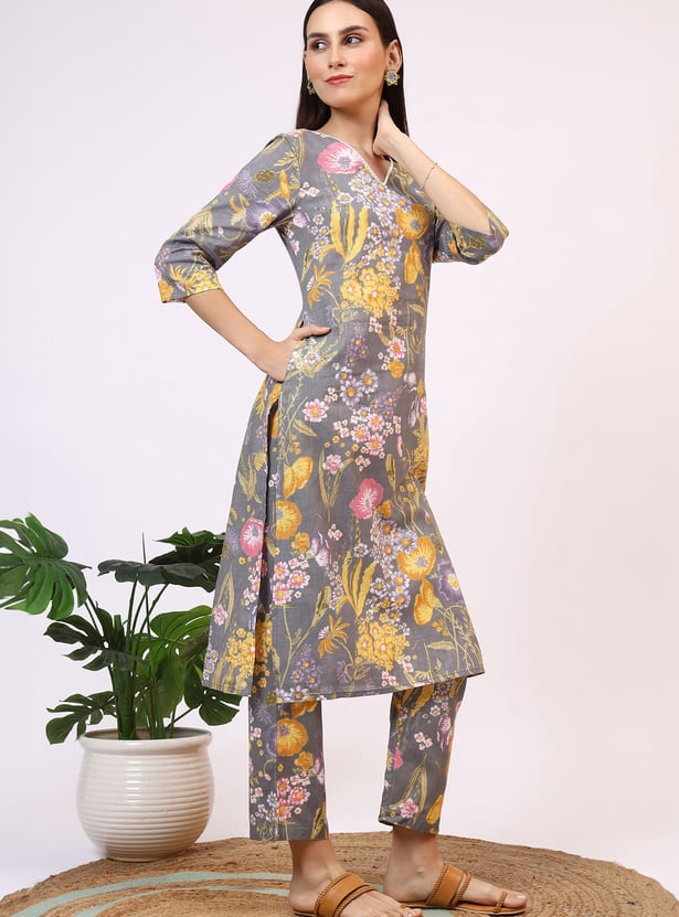 W Floral Print Straight Kurta Set