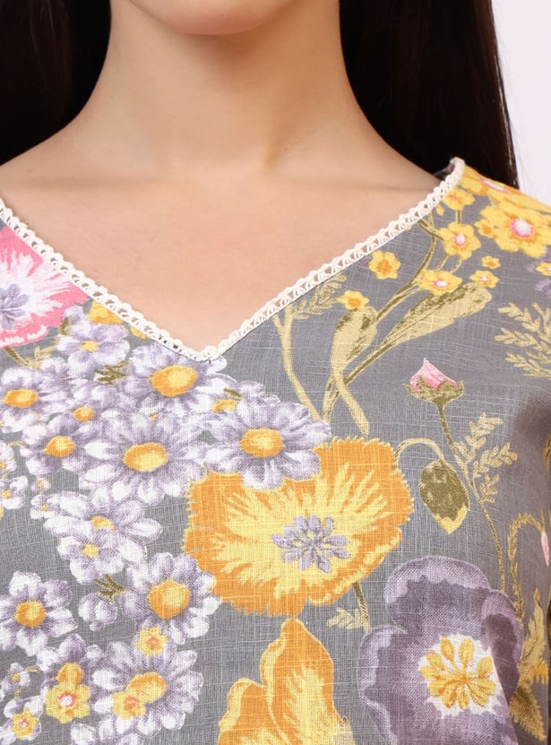 W Floral Print Straight Kurta Set