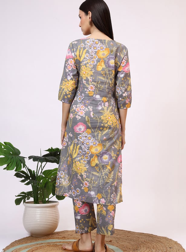 W Floral Print Straight Kurta Set
