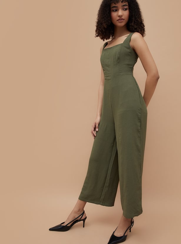 GINGER Textured Wide Leg Jumpsuit