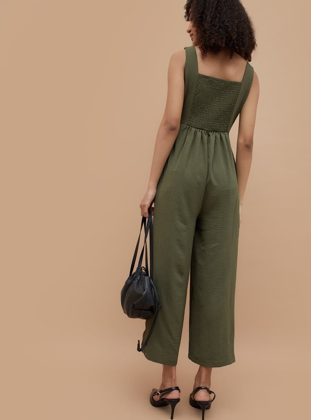 GINGER Textured Wide Leg Jumpsuit