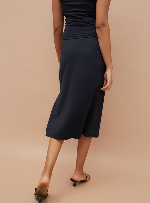 GINGER Solid Midi Skirt