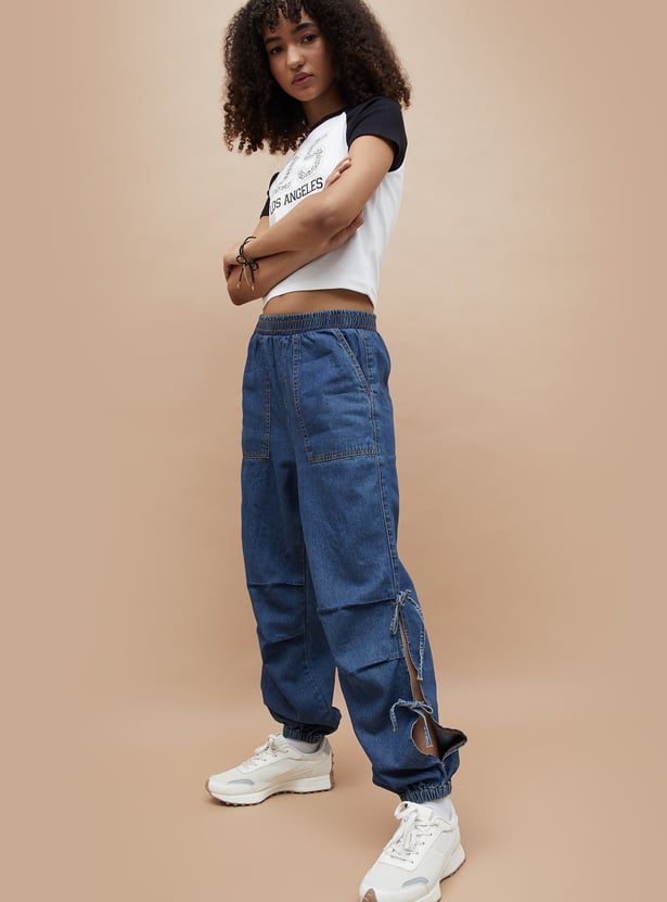 GINGER Solid Denim Joggers