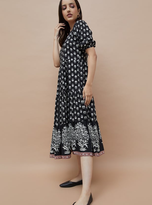 COLOUR ME Floral Motif Print A-Line Dress