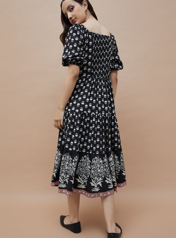 COLOUR ME Floral Motif Print A-Line Dress