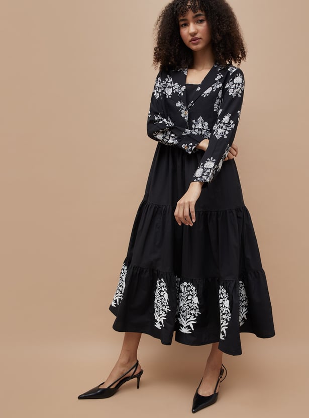 COLOUR ME Floral Print Tiered Dress with Jacket