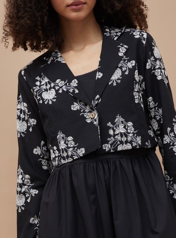COLOUR ME Floral Print Tiered Dress with Jacket