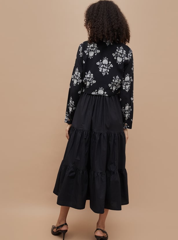 COLOUR ME Floral Print Tiered Dress with Jacket