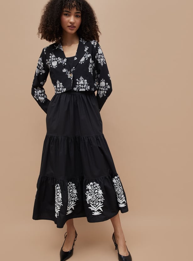 COLOUR ME Floral Print Tiered Dress with Jacket