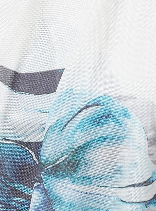 CODE Floral Print Off-Shoulder Midi Dress