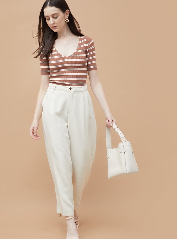 CODE CLASSIC Striped V-neck Top