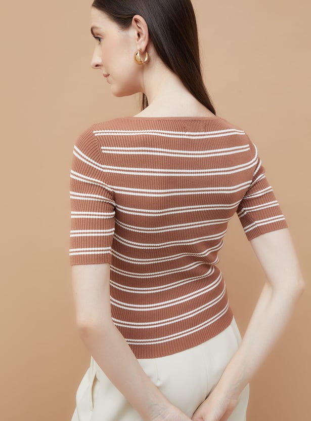 CODE CLASSIC Striped V-neck Top