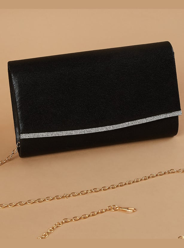 CODE Textured Fold-Over Clutch with Sling
