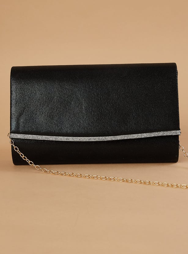 CODE Textured Fold-Over Clutch with Sling