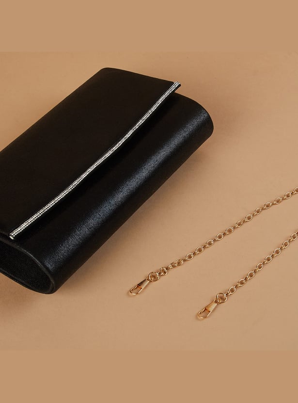 CODE Textured Fold-Over Clutch with Sling